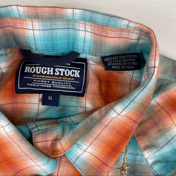 Roughstock Panhandle Slim Shirt Barbed Wire Western Women's XL Snap Up Red Blue - Picture 4 of 7